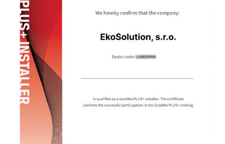 EkoSolution certifikovaný inštalatér Goodwe+ Plus