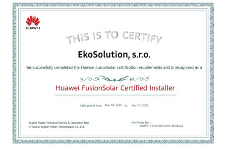 EkoSolution certifikovaný inštalatér Huawei FusionSolar