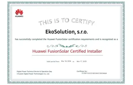 huawei-certifikat-ekosolution EkoSolution, s.r.o. certifikát
